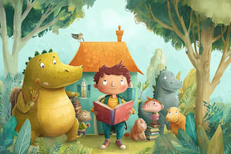 illustrate your children book in watercolor