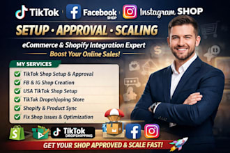setup tiktok shop facebook shop instagram shop tiktok dropshiping shop