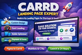 design carrd landing page design, carrd website, fix carrd site for saas
