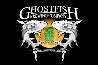 make motivation beer bar logo for ghost fish brewing company