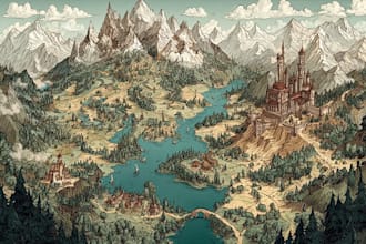 create a high quality detailed fantasy map for dnd and fiction