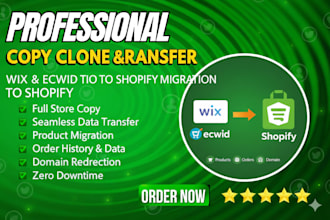 copy clone transfer wix ecwid products order domain to shopify migration