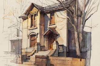 paint a little house in watercolors