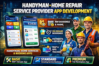 develop handyman app, home repair app, service provider app, construction app