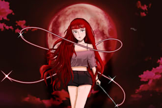 create webtoon ,anime character illustration