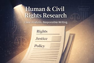 write human rights analysis, civil rights, criminal justice, political research