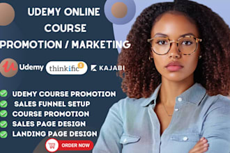 promote and market your online course on udemy, kajabi, and thinkific