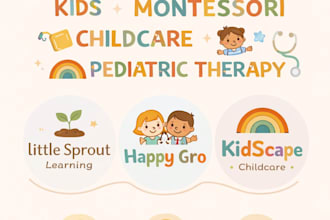 design colorful  kids ,montessori, childcare and pediatric therapy logo