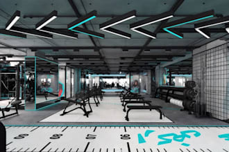 design futuristic 3d gym fitness center sport interior boxing gym commercial gym