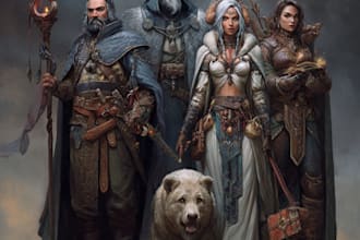 create fantasy or dnd party illustration