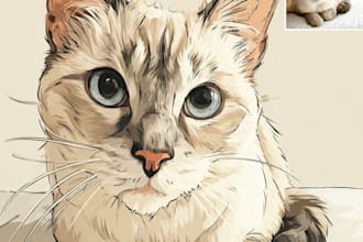 draw pet portrait into cartoon vector