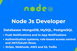 professional node js developer custom web apps, bug fixing API integrations