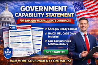 design government capability statement for sam gov federal state contracts