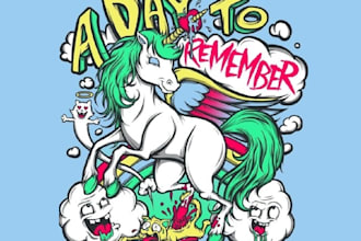 design high quality custom vintage unicorn tattoo logo with t shirt design