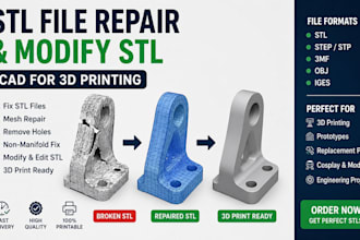 do stl file repair, modify stl file, fix stl, mesh repair, cad for 3d printing