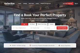 build property management website hotelbooking short term rental airbnb website