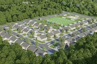 create real estate site plan, subdivision layout 3d property development render