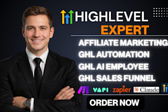 build ghl affiliate marketing ghl funnel, automation, ghl ai employee ghl crm