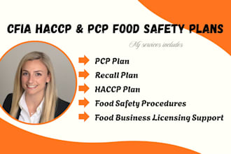 create cfia compliant haccp and pcp plan for import and food domestic businesses