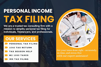 file your US personal tax return accurately and on time 1040, w2, 1099, e filing
