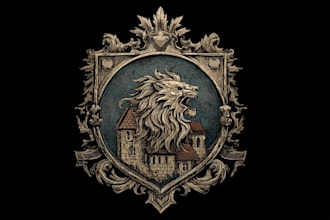 draw an fantasy medieval monogram or badge logo