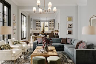 redefine 3d art deco family apartment,open concept living,kitchen,cgi dinner set