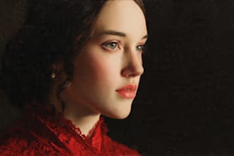 draw digital realistic oil portrait painting