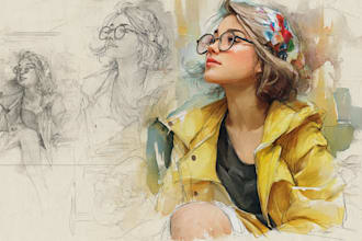 create watercolor and digital illustrations
