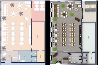 design permit ready restaurant floor plans with realistic 3d visuals