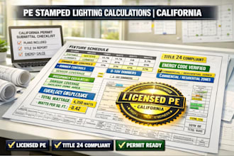 prepare licensed pe stamped lighting calculations for california permits