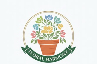 design a beautiful and elegant flower pot logo for your brand