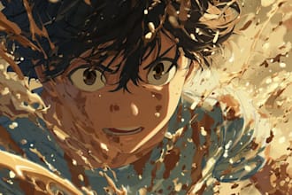 make illustration in anime and realistic splash art