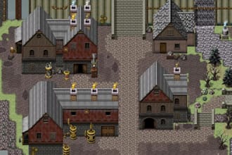 do 2d top down pixel art tileset rpg game map pixel art background game asset