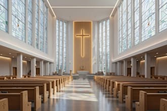 create breathtaking 3d church interior design with realistic rendering