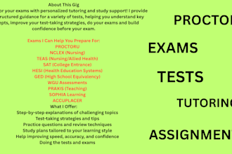 help with wgu, hesi, teas, sophia, straighterline, proctoru, lockdown, praxis