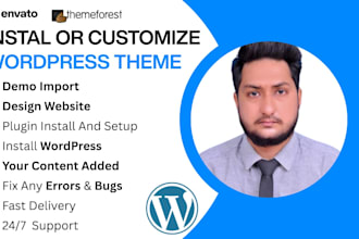 create wordpress website, themeforest theme demo import