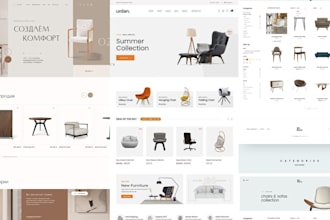 design a modern shopify furniture store, home décor store, interior products