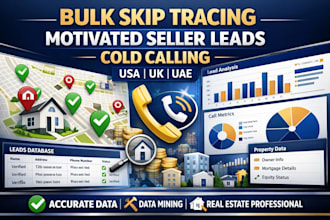 offer real estate skip tracing, lead generation and cold calling in US, UK, uae