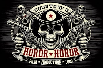 design custom custom horror skull film production logo  with t shirt design