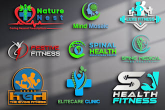 design modern 3d professional health and fitness business logo