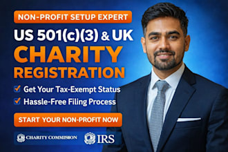 set up your nonprofit organization, 501c3 status, and UK charity