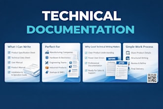 write professional technical documents product spec sheets and user manuals