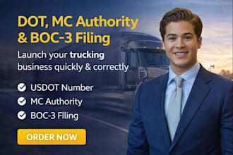 set up your trucking company dot, mc authority, and boc 3 filing