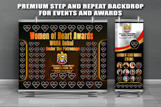 design a premium step and repeat backdrop for events and awards