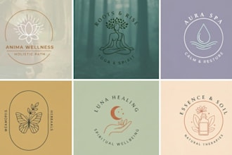 design holistic health wellness yoga spa spiritual logo for your brand