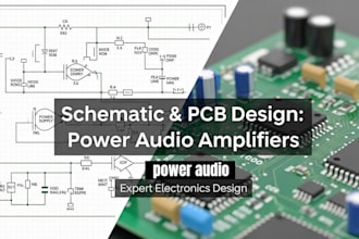 do a schematic and pcb, power audio amplifiers, pre amplifiers