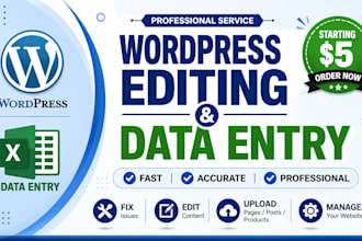 do wordpress data entry and woocommerce product upload