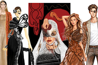 design custom fashion illustrations and avant garde runway sketches