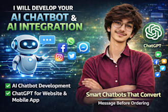 build ai agent chatbot for website, customer service, saas and do ai integration