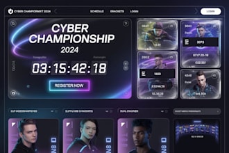 design a responsive tournament website, gaming, esport website, sport website